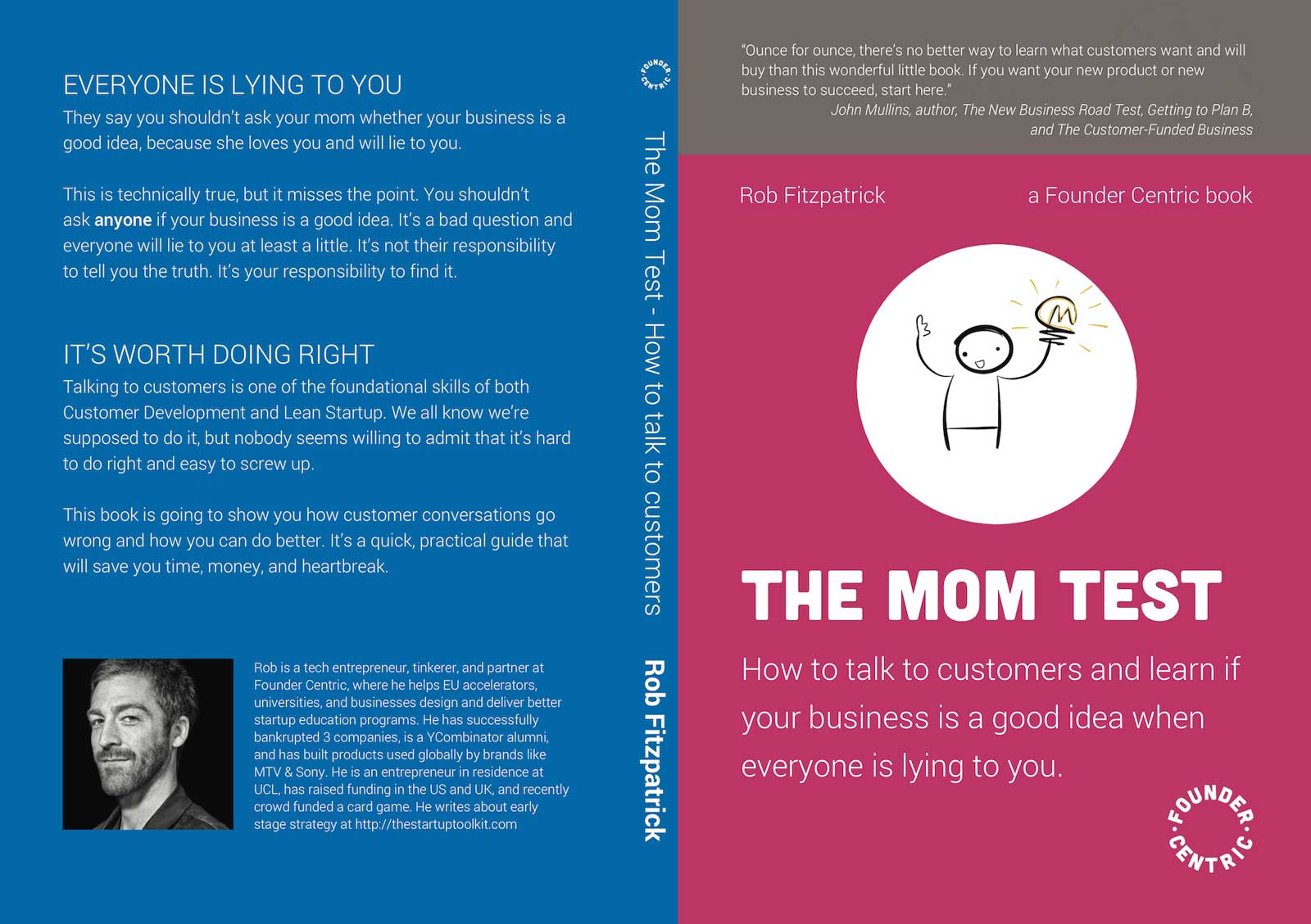 طرح روی جلد و پشت جلد کتاب The Mom Test